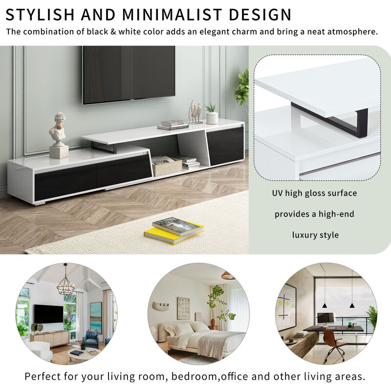 Merax Minimalist Rectangle Extendable TV Stand