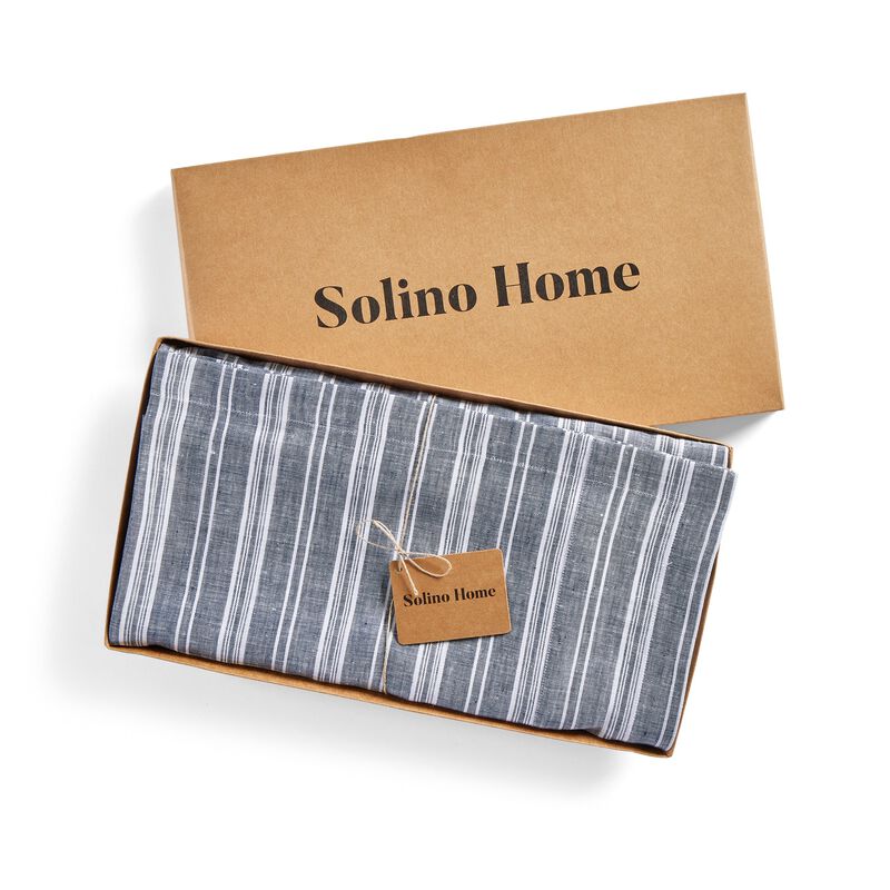 Solino Home 100% Pure Linen Tablecloth | Chelsea Stripe