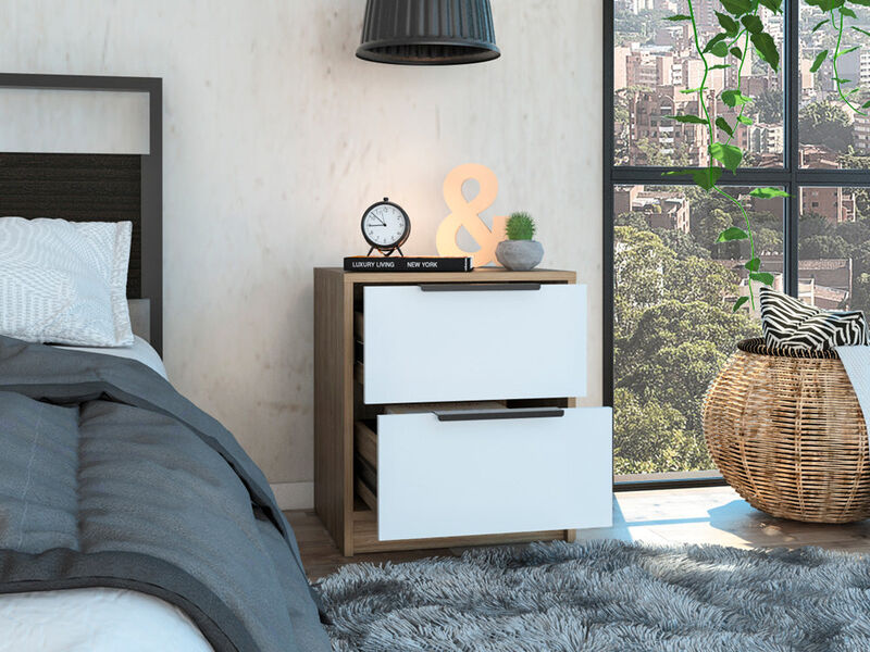 Nightstand Cervants, Bedroom, White / Pine