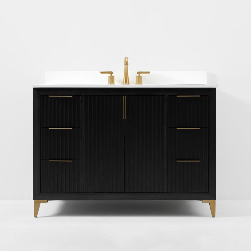 Turlington 48 in. Dark Oak Bath Vanity Set with White Quartz Vanity Top and White Undermount Basin