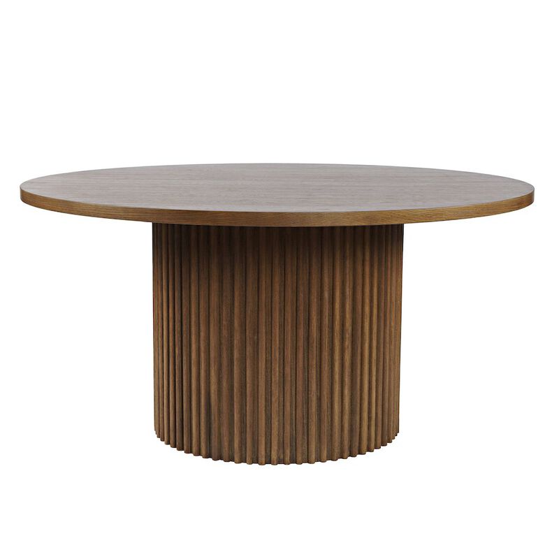 Jofran Auden 60 Round Mid-Century Modern Fluted Pedestal Base Dining Table