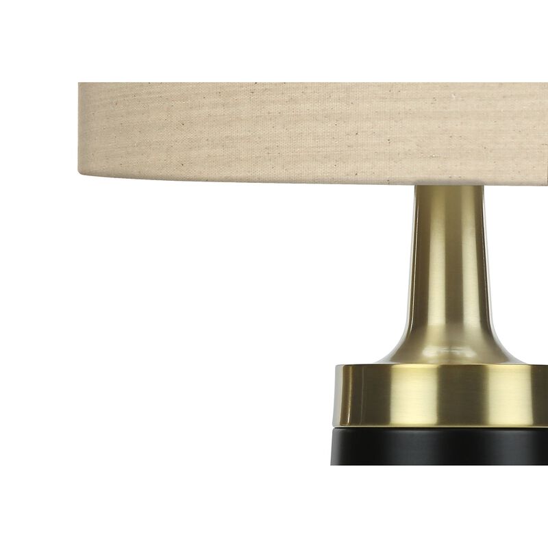 Monarch Specialties I 9623 - Lighting, 28"H, Table Lamp, Black Metal, Beige Shade, Contemporary