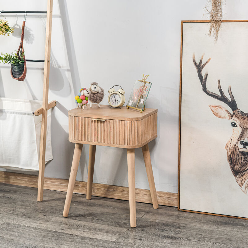 Bedside Table Night Stand Natural Wood