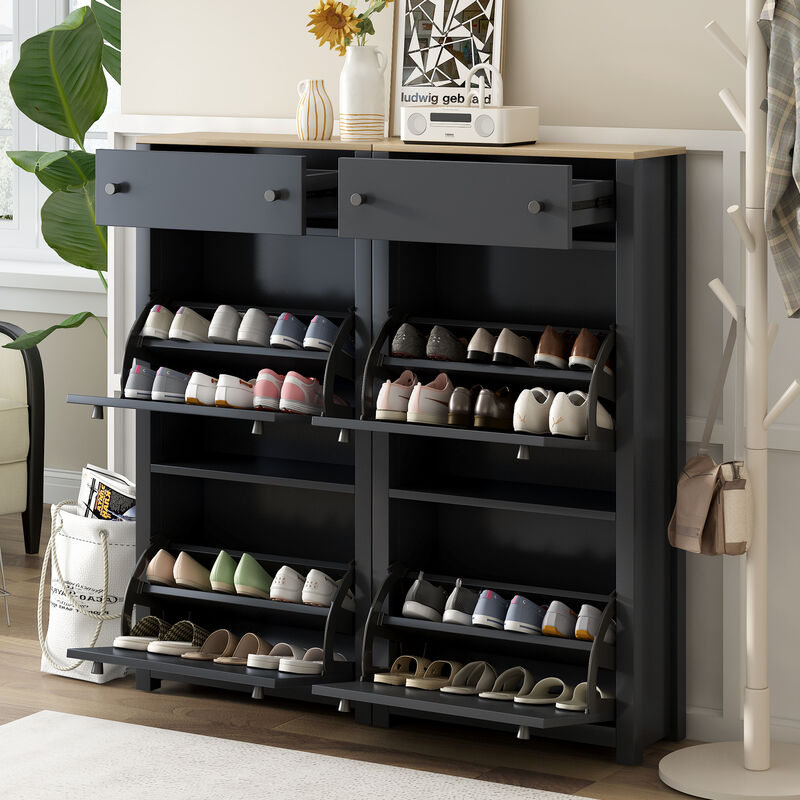 Merax Modern Style Shoe Rack with 4 Flip Drawers