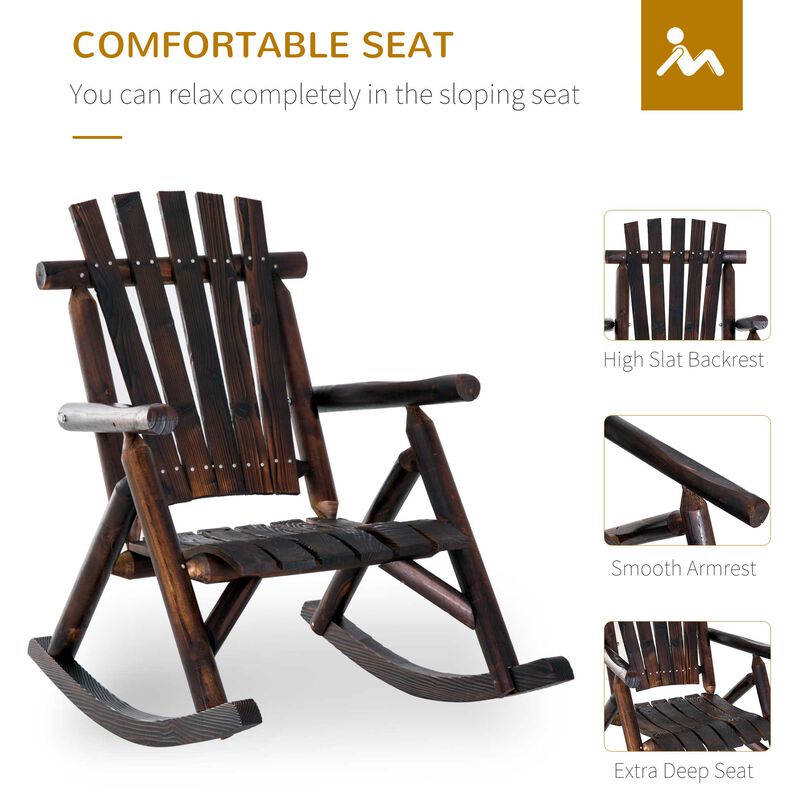 Rustic Porch Perch: Carbonized Wooden Adirondack Log Rocking Chair