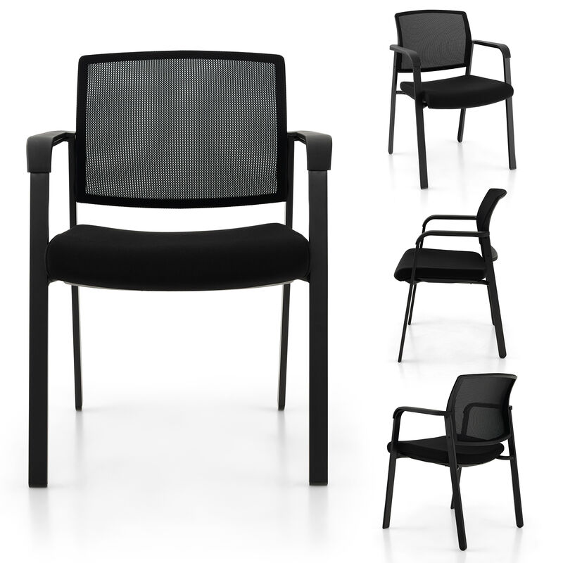 Set of 2 Stackable Reception Room Chairs with Padded Seat-Black