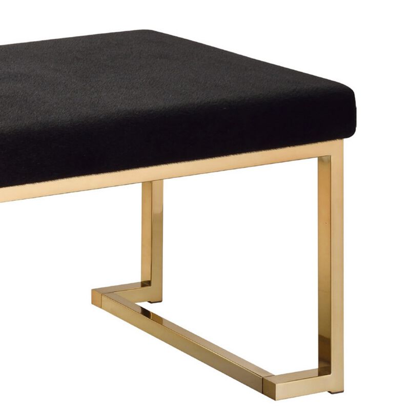 Astonishing Bench, Black Fabric & Gold-Benzara