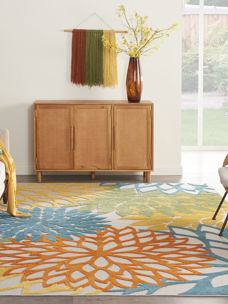 Aloha ALH05 Turquoise/Multicolor 6' x 9' Rug