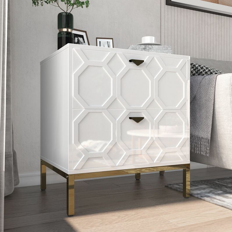 24.4 in. H Black Freestanding Storage Cabinet with 2 Drawers