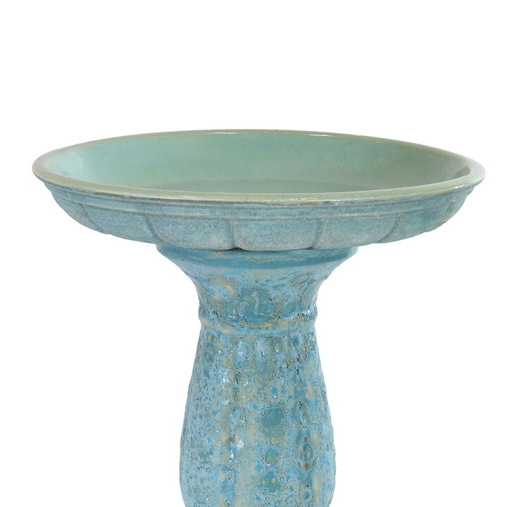 Sunnydaze Avignon Blue Lava Finish Ceramic Bird Bath - 18.75" H