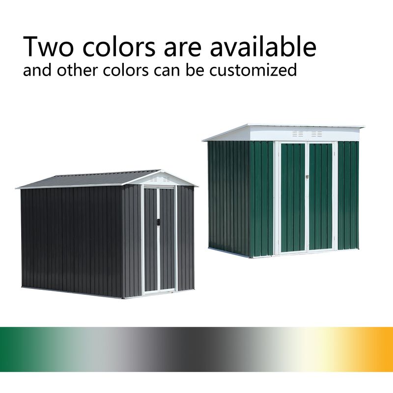 MONDAWE 6FTx4FT Apex Roof Outdoor Tool Storage House Garden Shed With Aluminum Alloy Frame And Sliding Door