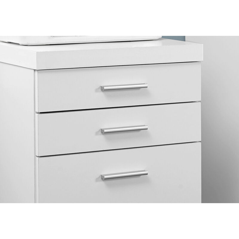 Monarch Specialties I 7048 File Cabinet, Rolling Mobile, Storage Drawers, Printer Stand, Office, Work, Laminate, White, Contemporary, Modern