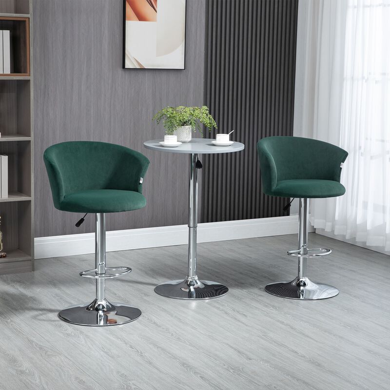 Dark Green Bar Seating: Set of 2 Velvet Swivel Counter Stools