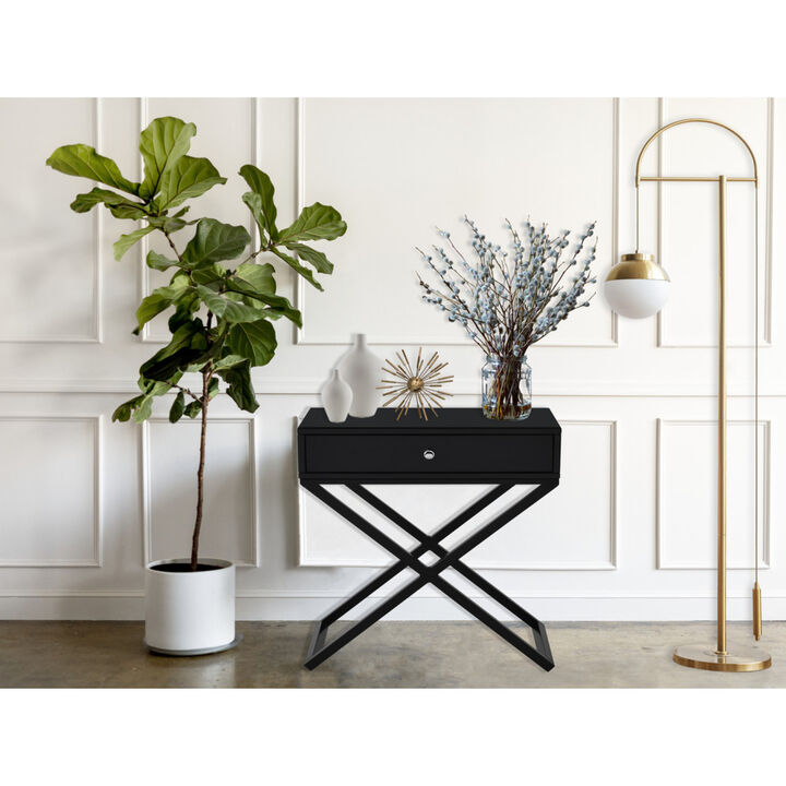 Streamdale Kodak Side Table with Glass Top and Metal Base
