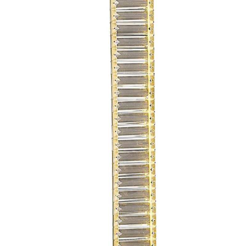 Lizy 62 Inch Floor Lamp with Crystal, LED Metal Frame, Antique Brass - Benzara
