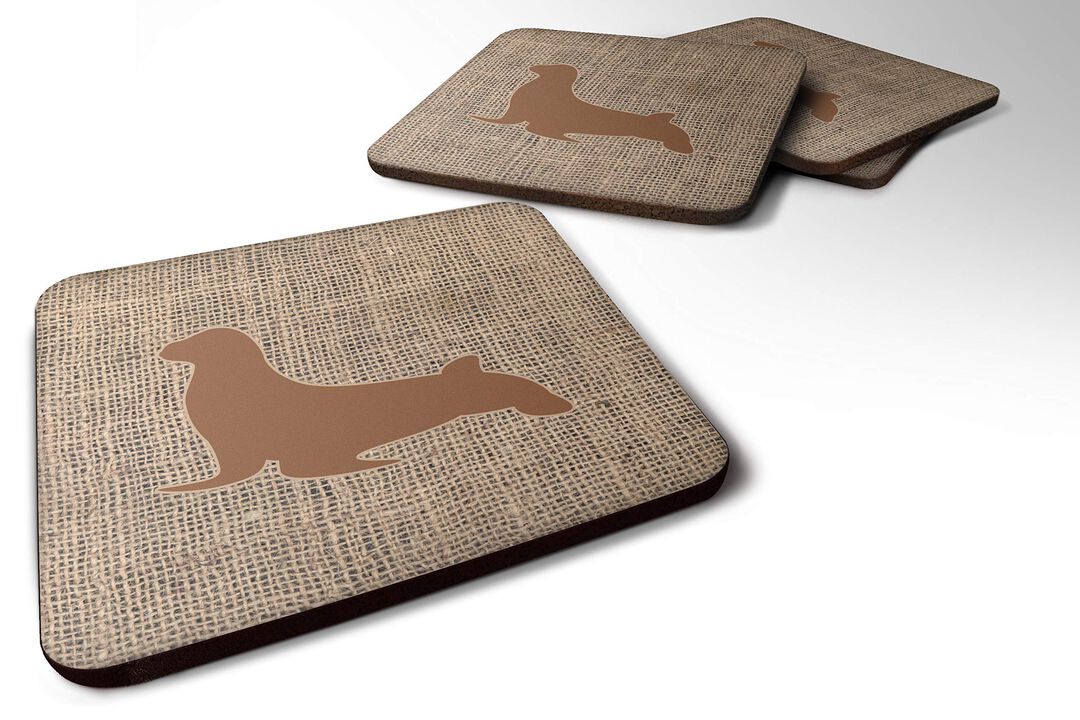 Caroline's Treasures BB1027-BL-BN-FC Seal Burlap and Brown Foam Coasters (Set of 4), 3.5 H x 3.5 W, Multicolor