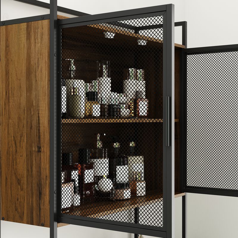 FUFU&GAGA 31.5-in x 74.8-in x 9.8-in Brown 5-Shelf Over-the-Toilet Storage