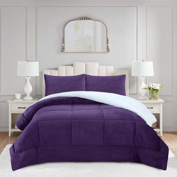MarCielo 3 Piece Soft Micromink Fluffy Ultra Cozy Sherpa Comforter Set