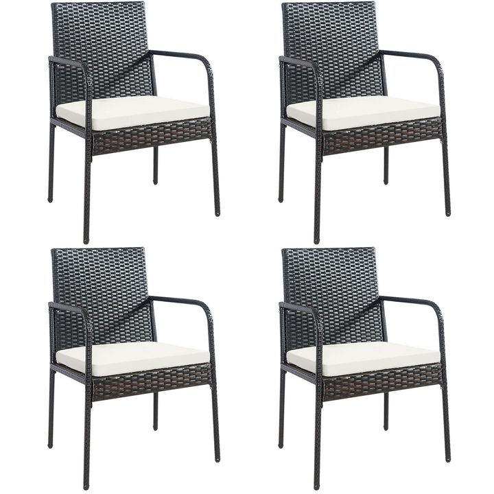 4 Pieces Patio Wicker Rattan Dining Set with Comfy Cushions 4 Pieces Patio Wicker Rattan Dining Set with Comfy Cushions