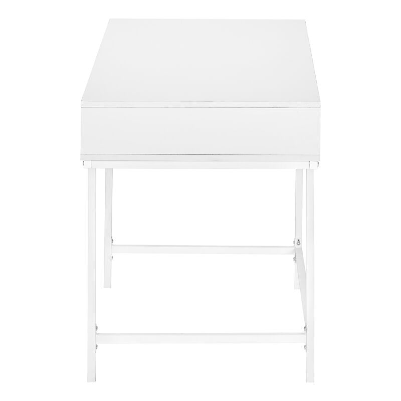 Monarch Specialties I 7554 Computer Desk, Home Office, Laptop, Storage Drawers, 48"L, Work, Metal, Laminate, White, Contemporary, Modern
