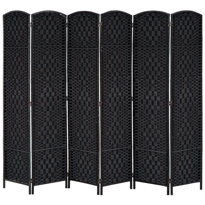 HOMCOM 4 Weave Panel Room Divider Privacy Folding Screen Diamond Decor Black