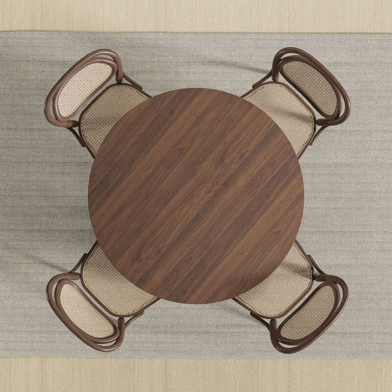 46 Cinna Modern Walnut Oak Wood Round Dining Table （Seats 4）