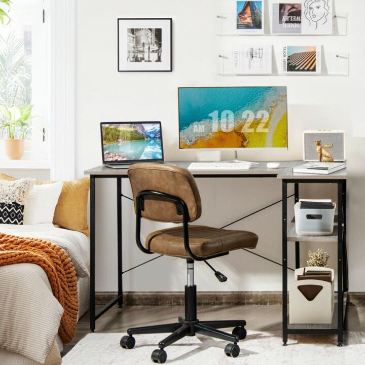 Hivvago 48 Inch Reversible L Shaped Computer Desk with Adjustable Shelf