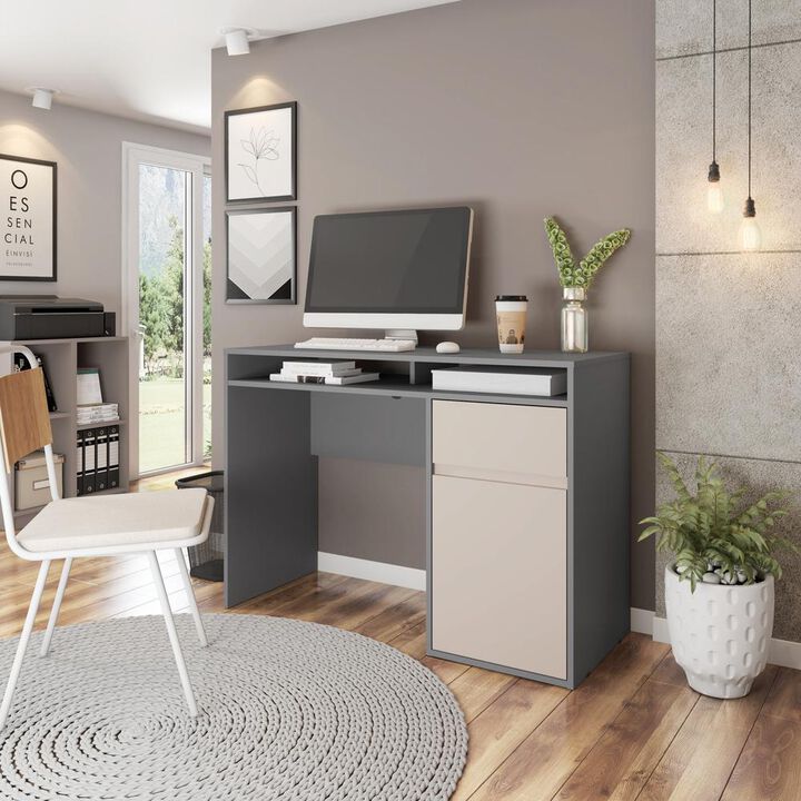 Techni Mobili Home Office Workstation with Storage, Grey