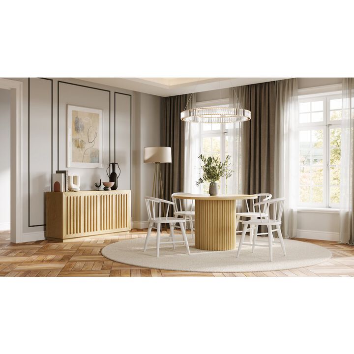 Jofran Auden 48 Round Mid-Century Modern Fluted Pedestal Base Dining Table