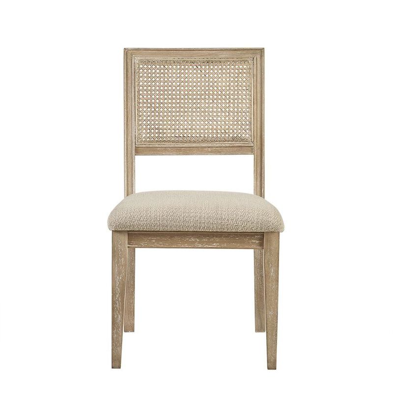 Starlight Canyon Home Set of 2 Brown Dining Chairs with Cane Back and Upholstered Seat