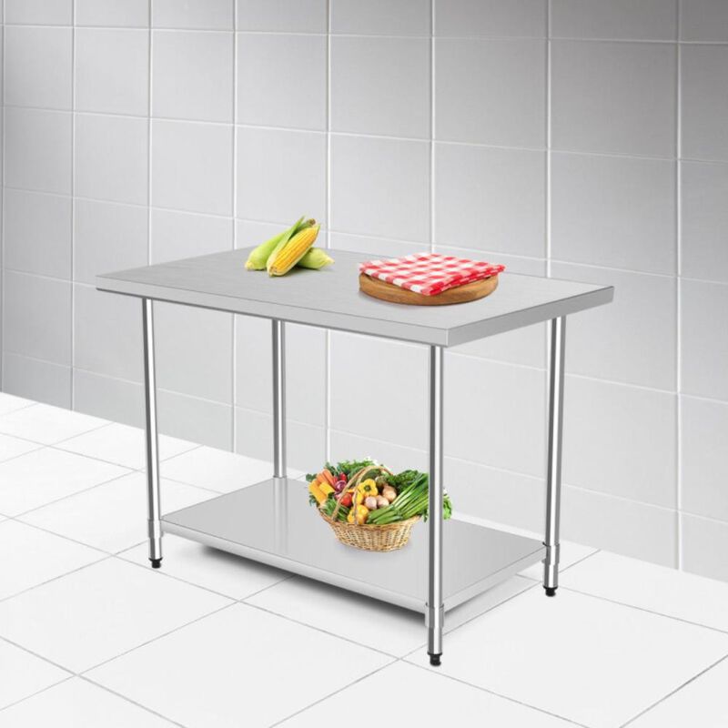 Hivvago 30 x 48 Inch Stainless Steel Table Commercial Kitchen Worktable
