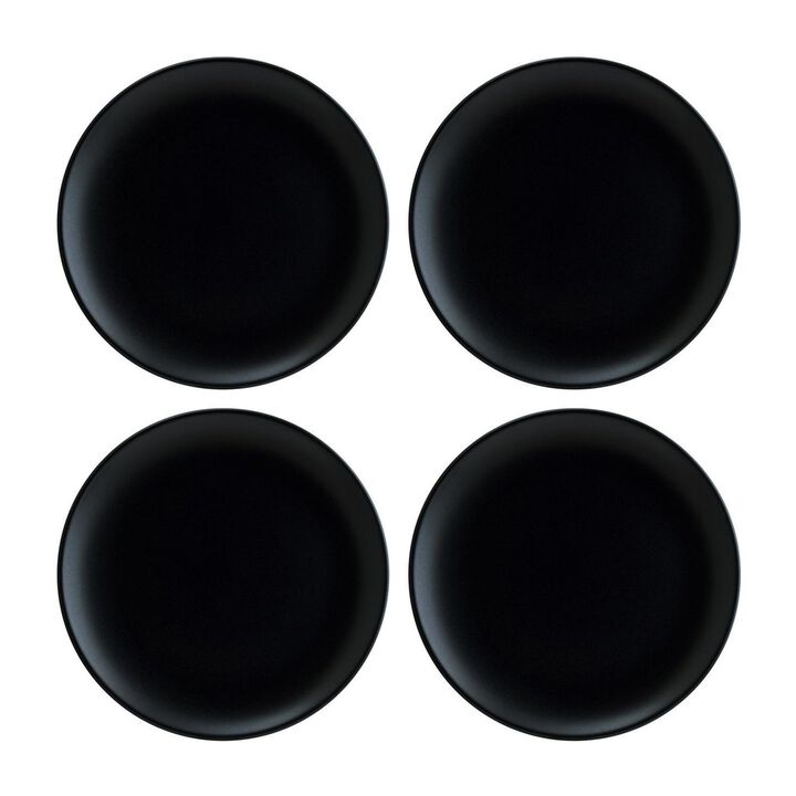 Notte dia.8.25" Round Black Porcelain Plate (Set of 4)