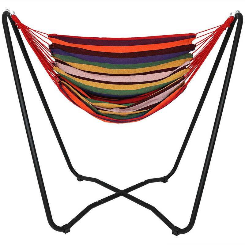 Sunnydaze Cotton Hammock Chair with Space Saving Steel Stand