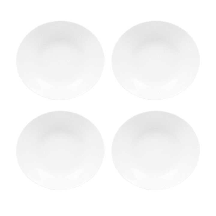 Porcelain Elips 8.5" x 7.75" x h:1.5" 20 oz. Oval White Porcelain Deep Plate (Set of 4)