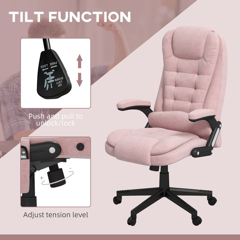 Pink 6-Point Vibrating Massage Chair: Heated, High Back, Remote