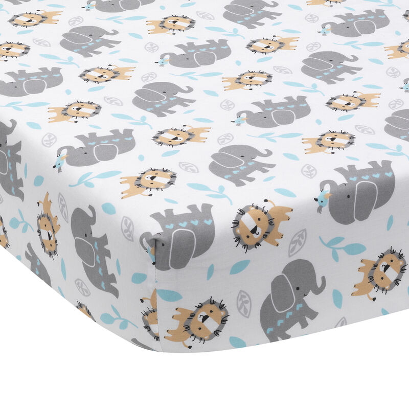 Bedtime Originals Jungle Fun 3-Piece Crib Bedding Set - Blue, Gray, White