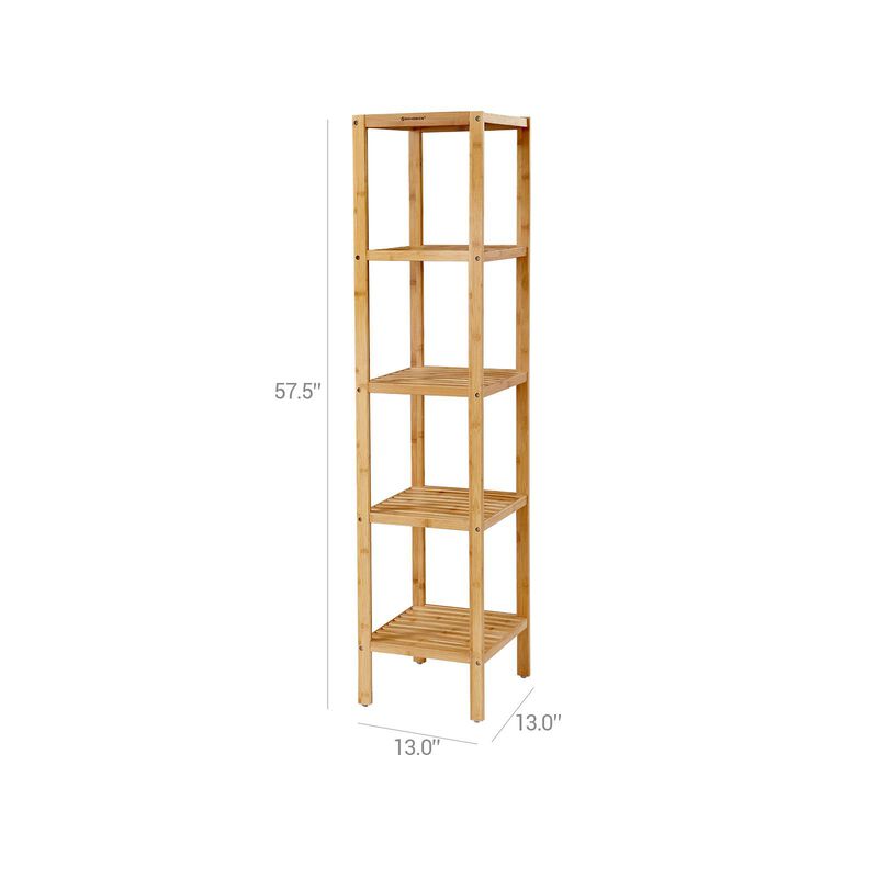 5-Tier Bamboo Bathroom Shelf, Standing Kitchen Rack