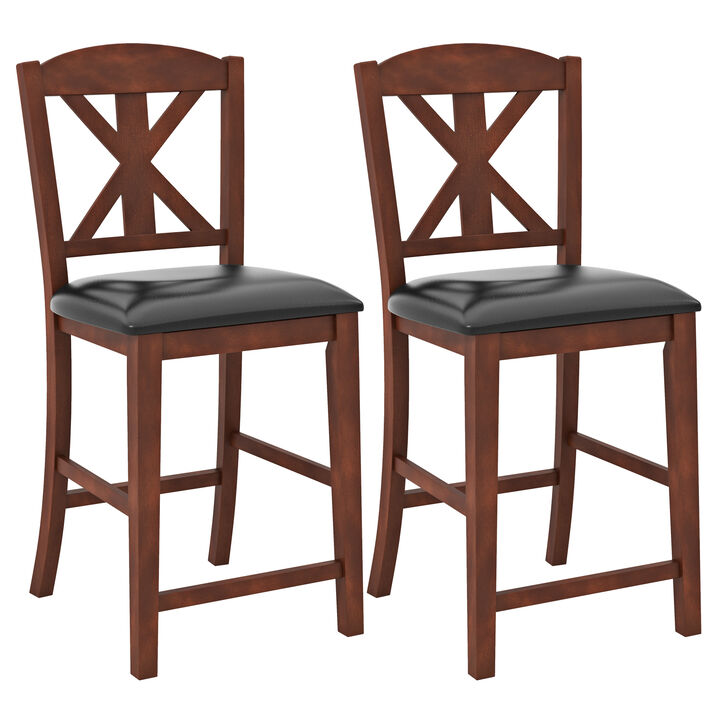 Upholstered Dining Chair with Hollowed High Backrest Set of 2