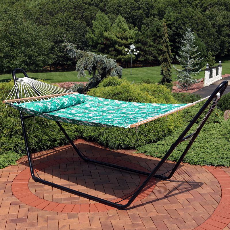 Sunnydaze Large Quilted Hammock with Spreader Bar and Pillow