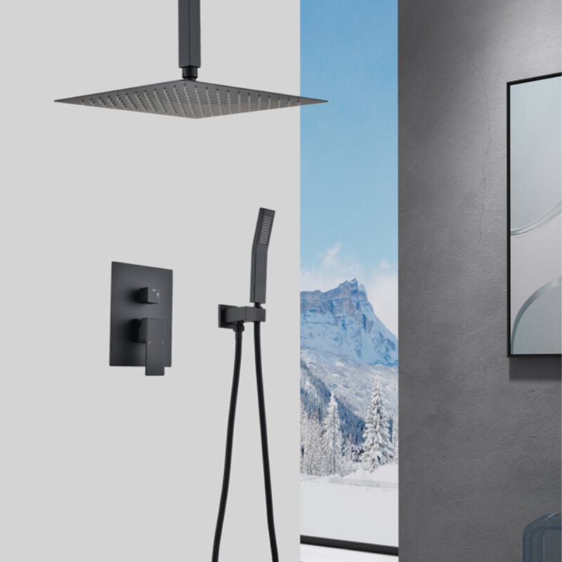 Complete Ceiling Shower Set with Handheld and Rainfall Shower Head