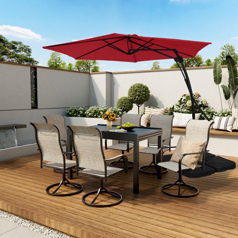 Mondawe 10 ft. Square Cantilever Outdoor Market Umbrella with 360-Degree Swivel Footrest