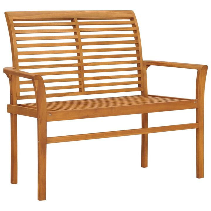 vidaXL Garden Bench with Cream White Cushion 44.1" Solid Teak Wood