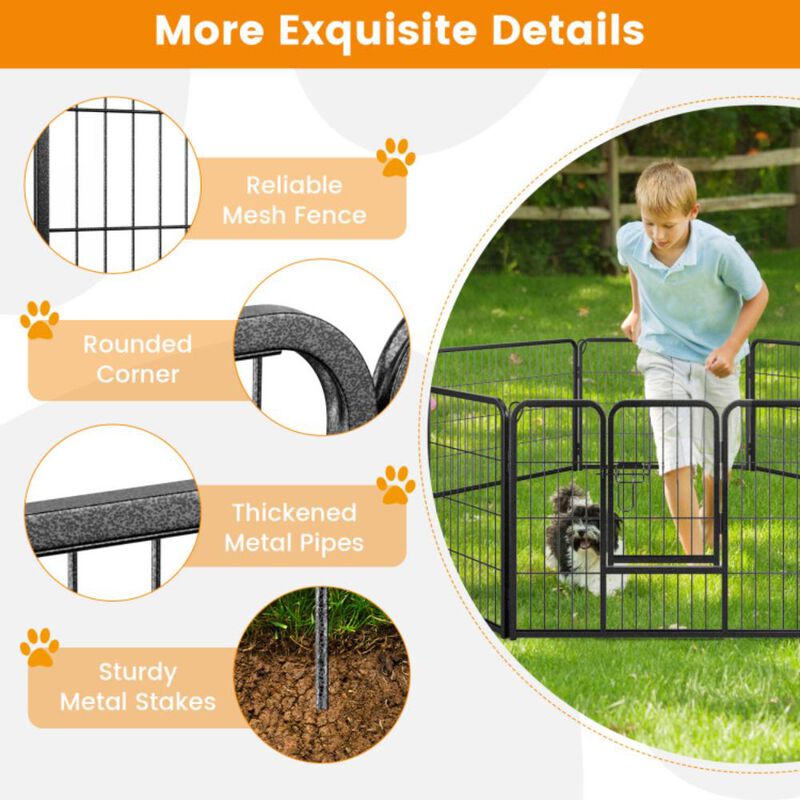 Hivvago 8 Panel 24/32/40 Inch Height Pet Fence Indoor Outdoor