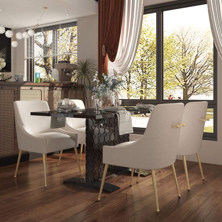 Black Wood 62.7 in. Pedestal Extendable Dining Table Seats 6