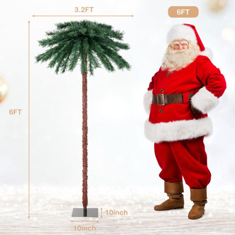 Hivvago 6 Feet Pre-Lit Artificial Tropical Christmas Palm Tree with 210 Multi-Color Lights