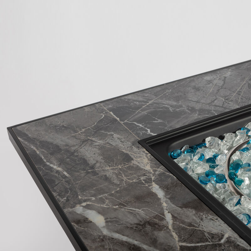 Streamdale 30" Outdoor Fire Table with Glass Rocks and Rain Cover