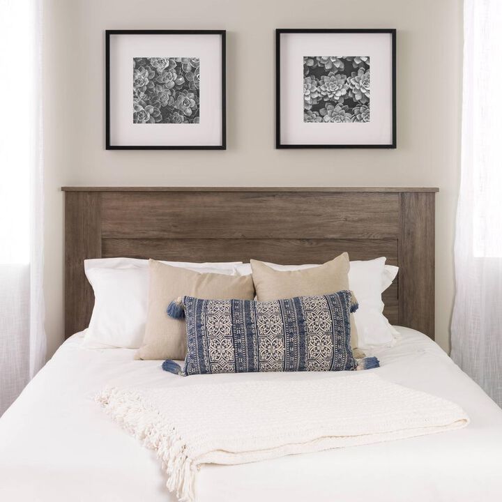 Prepac Queen Flat Panel Headboard, Drifted Gray