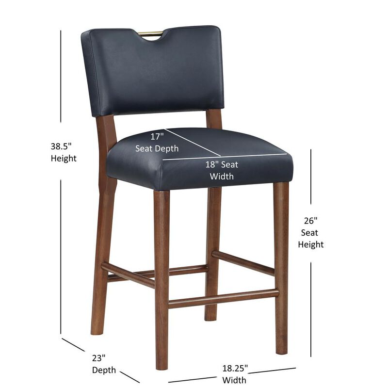 Comfort Pointe Bonito Midnight Blue Faux Leather Wood Counter Height Stool