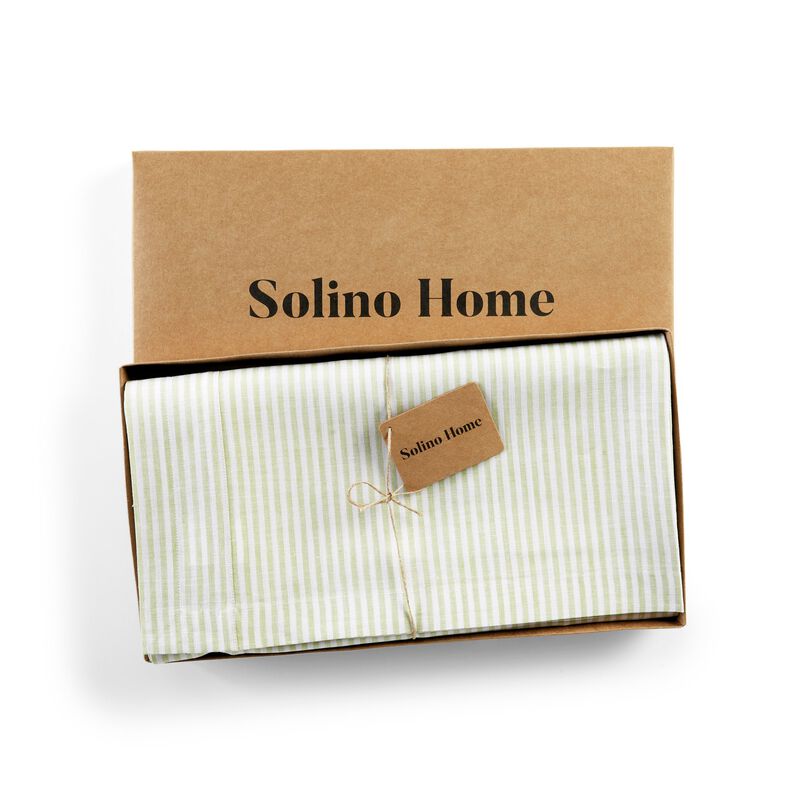 Solino Home 100% Pure Linen Tablecloth | Narrow Stripe