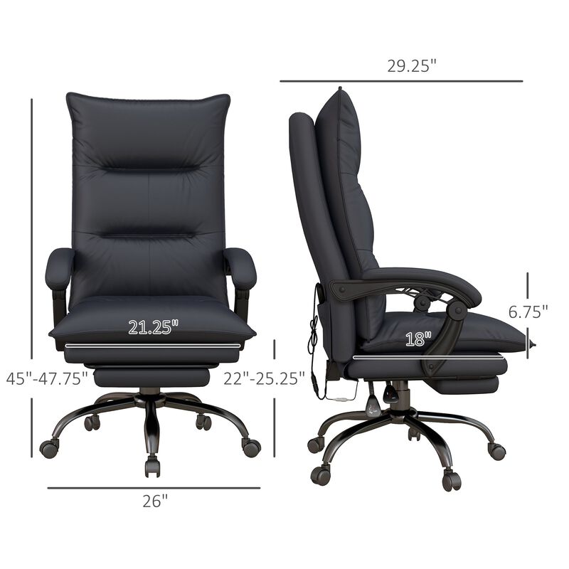 Gray Heated Massage Office Chair: 6 Vibration Points, Footrest